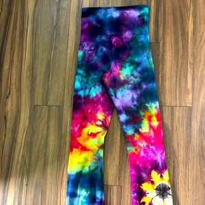 CUSTOM tie dyed bell bottom sunflower yoga pants